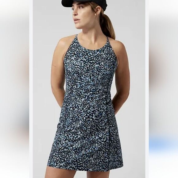 ATHLETA Infinity Patterned Dress Leopard Blue Size SP - Picture 1 of 11